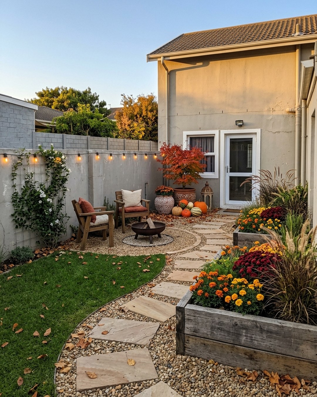 Autumn Backyard Garden Makeover from Your Photo – Gemini Nano Banana AI Garden Design Prompt
