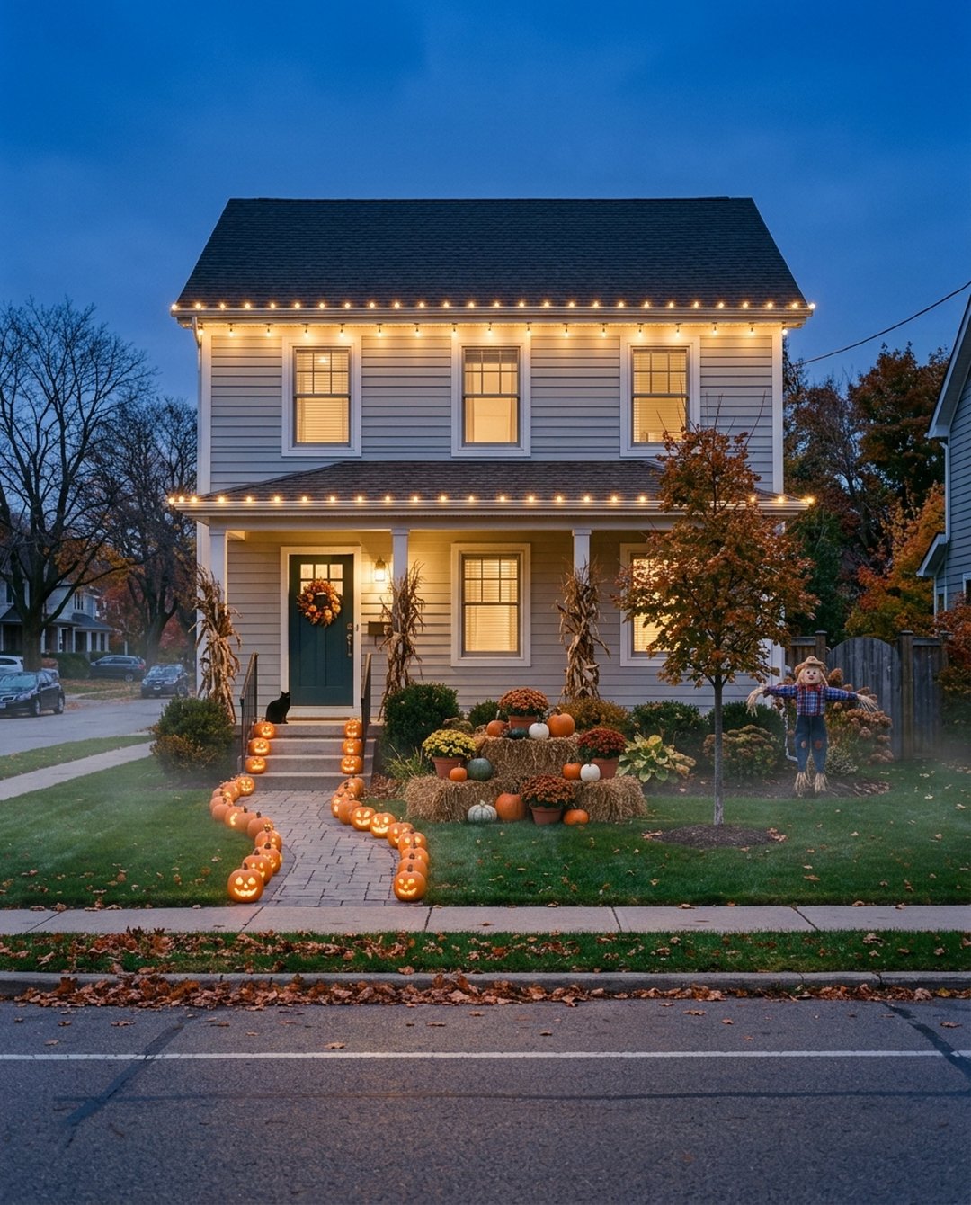 Halloween Front Yard Decoration Makeover from Your House Photo – Spooky Porch & Garden Design – Gemini Nano Banana 2.1 AI Prompt